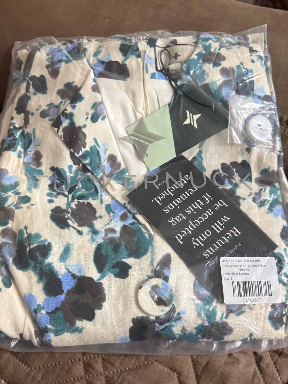 Small Tuckernuck Blue Blooms Linen Midi Dress - Picture 7 of 10